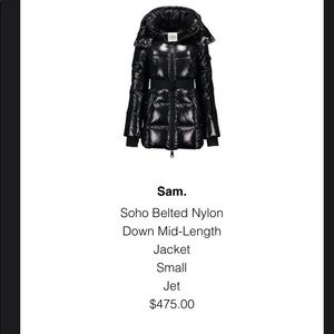 SAM. Soho belted Nylon, Down, mid length